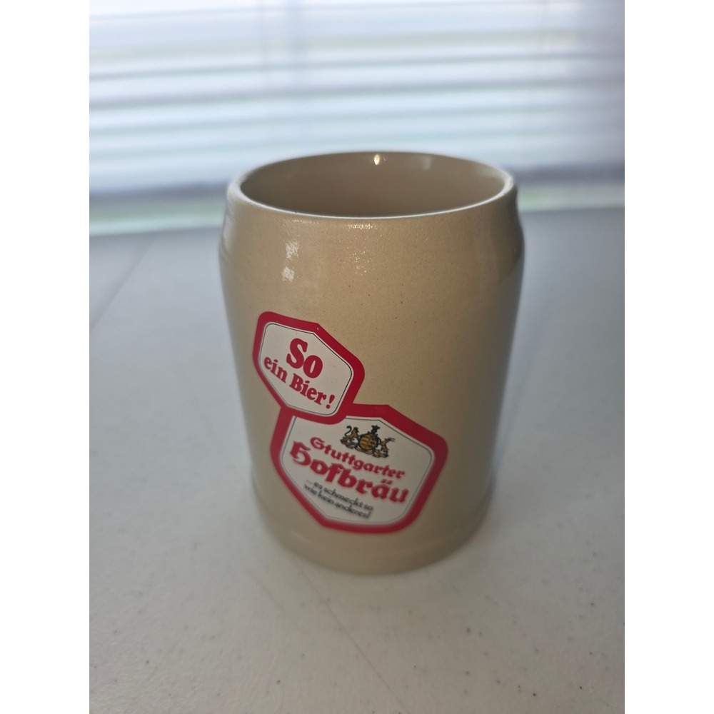 Vintage Stuttgarter Hofbräu German Beer Stein Ceramic Mug So ein Bier Ambest